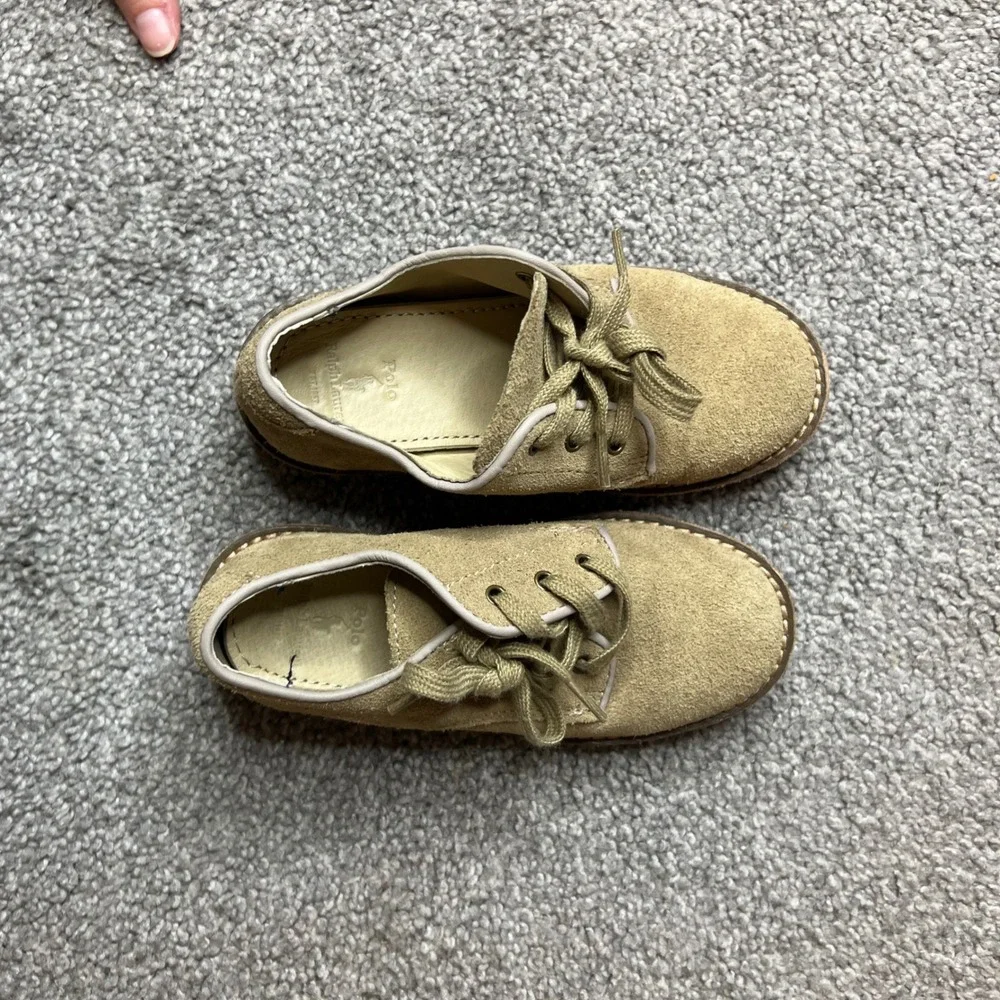 Polo Ralph Lauren Kids Tan Suede Lace Up Oxford Shoes Size‎ 10 Toddler preppy